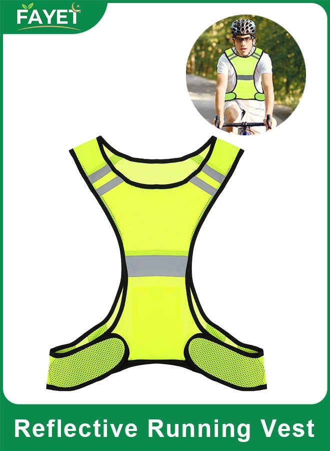 FAYET Reflective Running Vest, High Visibility Safety Vest with Large Pockets for Night Running, Cycling, and Outdoor Activities - Image 1